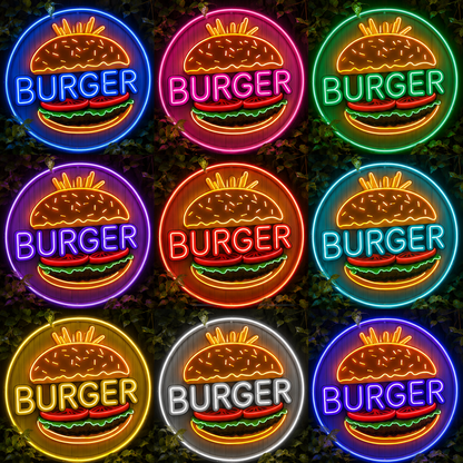 Burger LED Neon Sign - 05 Color Grid