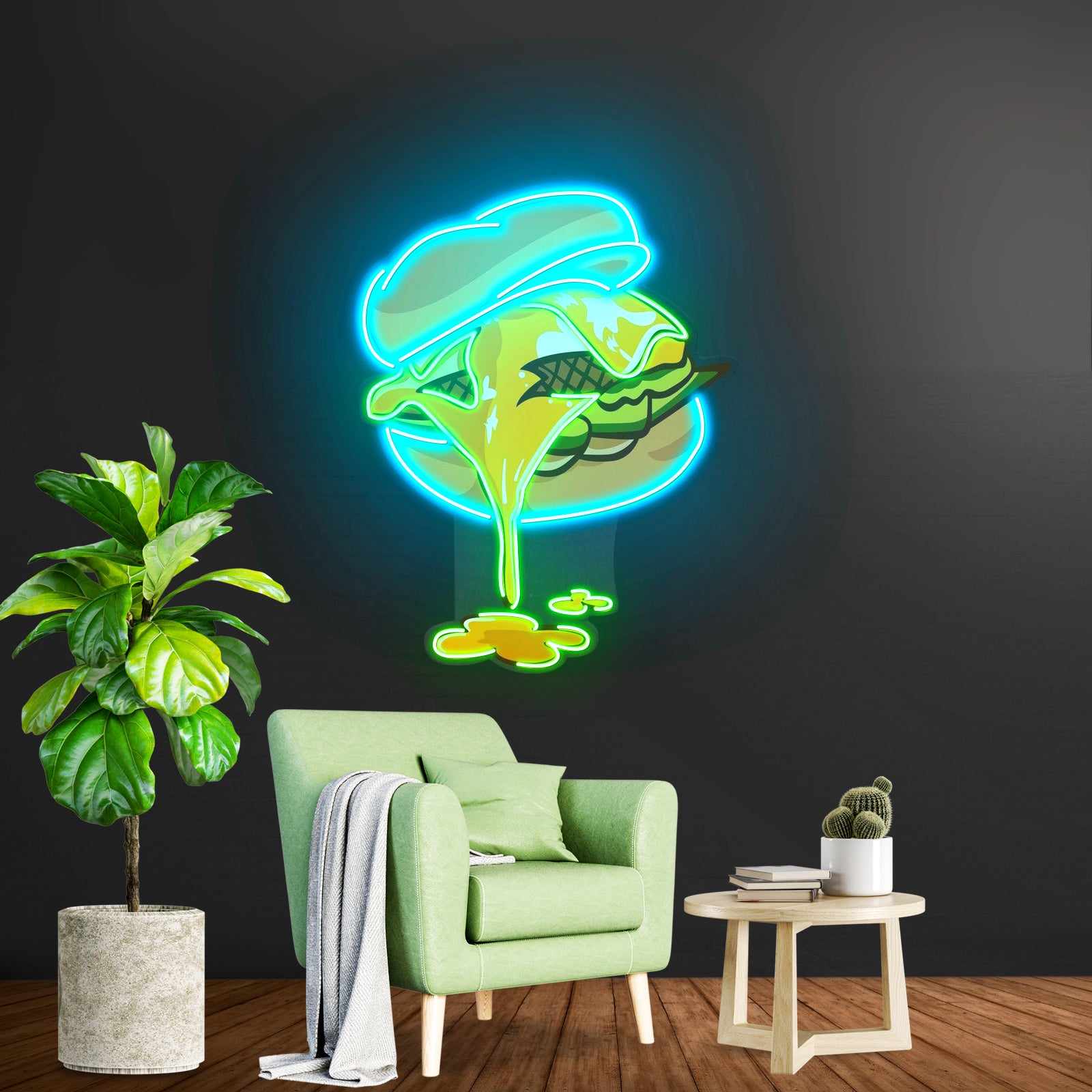 Burger Led Neon Sign Acrylic Artwork For Sale