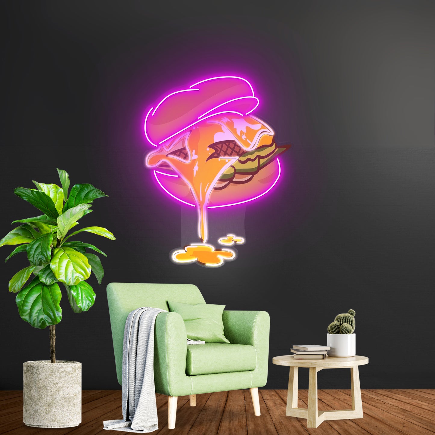 Burger Led Neon Sign Acrylic Artwork For Sale