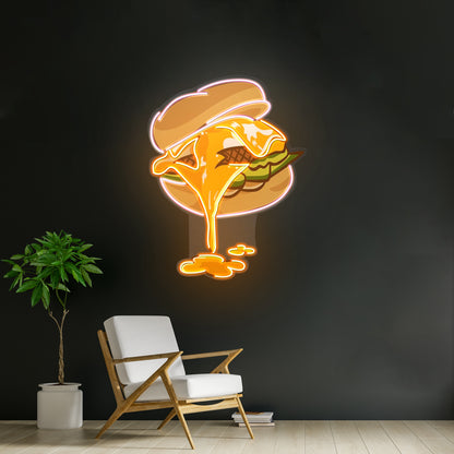 Burger Led Neon Sign Acrylic Artwork For Sale