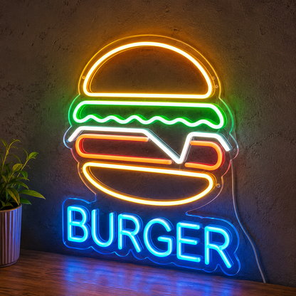 Burger LED Neon Sign Home Wall Art - 01 Original Product Image