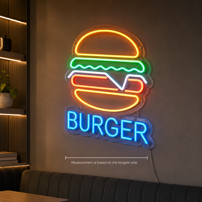 Burger LED Neon Sign Home Wall Art - 04 Size Image