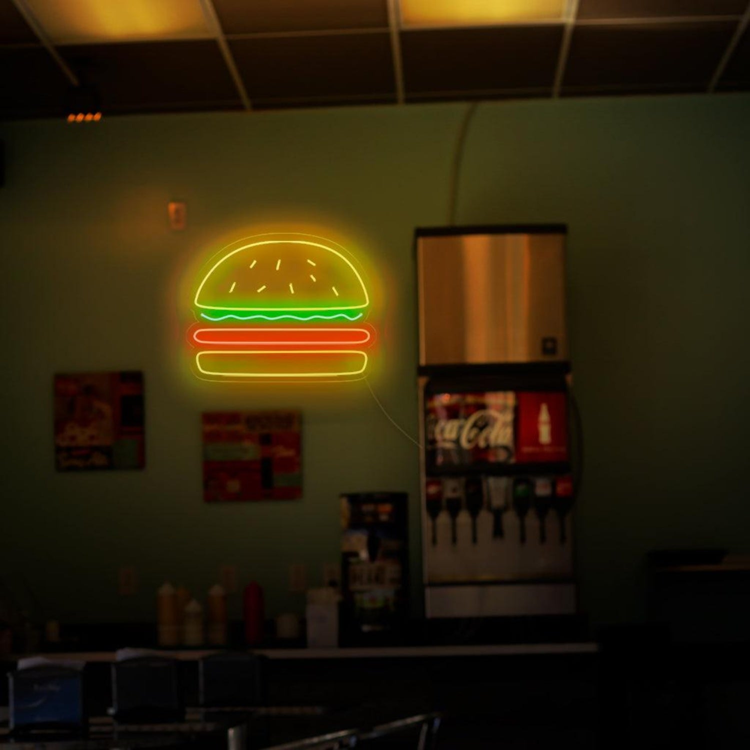 Burger Led Neon Sign With Vibrant Colors For Restaurant Wall Decor | Shineneon