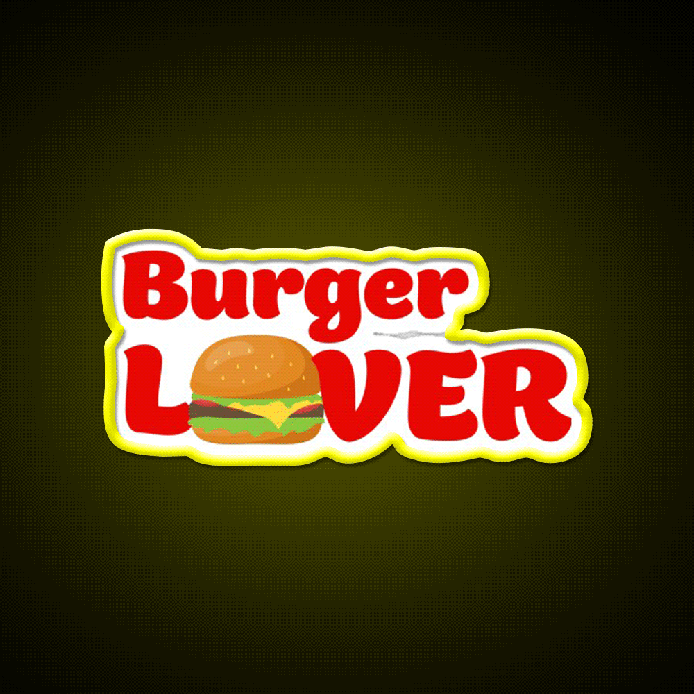 Burger Lover Fast Food Led Neon Sign For Burger Place Rgb Color - Custom LED neon sign front view