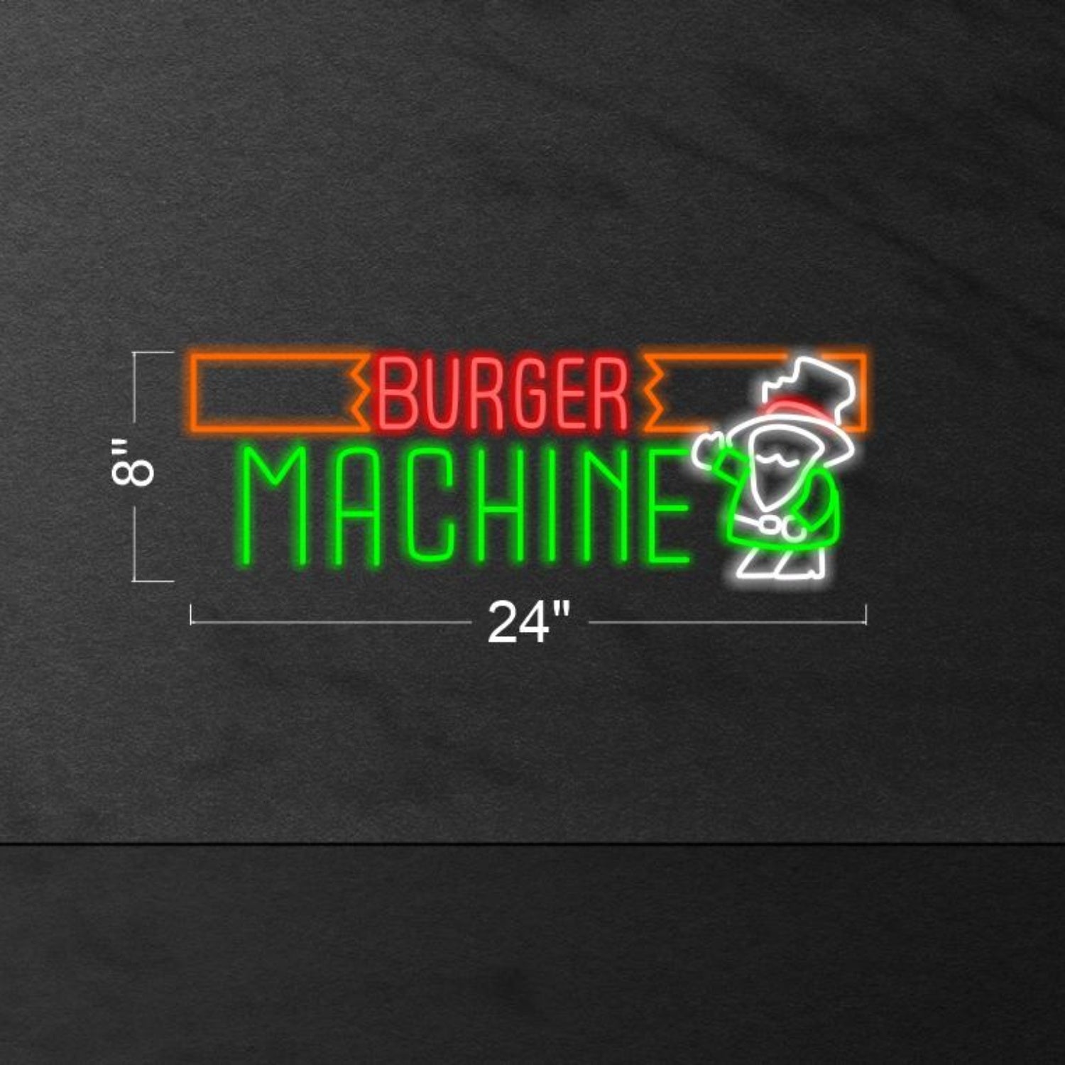 Burger Machine Multicolor Led Neon Sign With Cartoon Art For Restaurant Decor | Shineneon