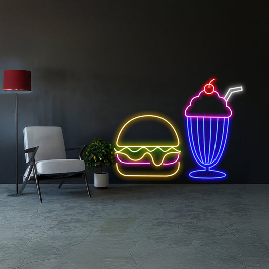 Burger Milkshake Neon Sign