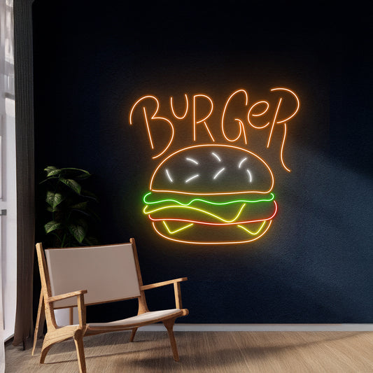 Burger Neon Sign Fast Food Led Signs