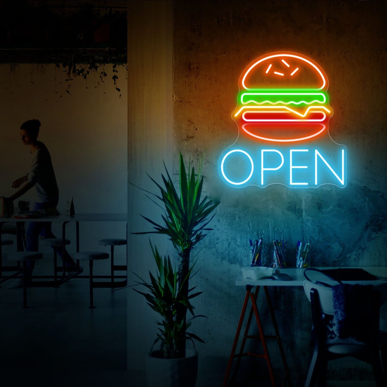 Burger Open Neon Sign Business Decorations | Shineneon