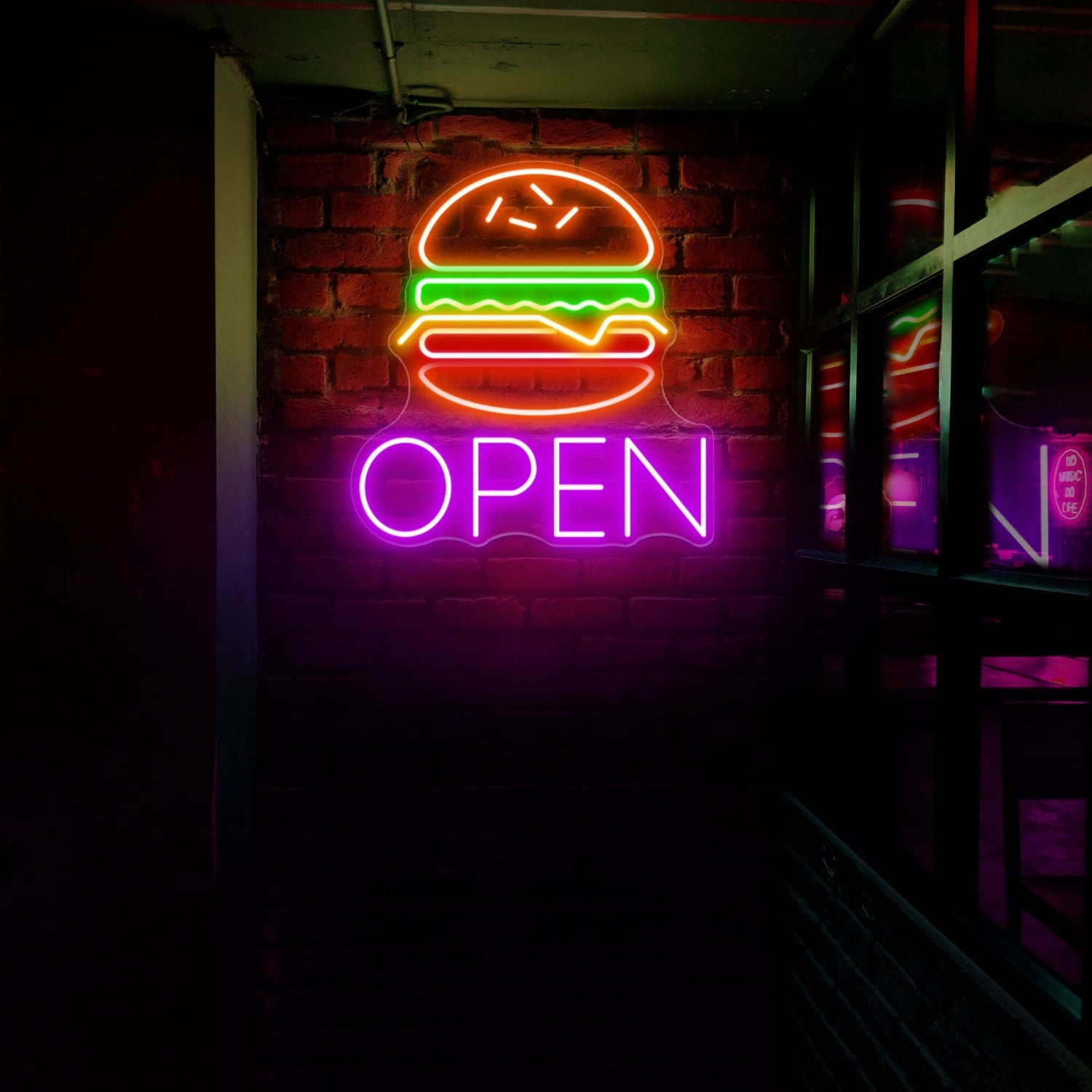 Burger Open Neon Sign Business Decorations | Shineneon