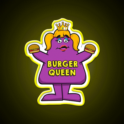 Burger Queen Fast Food Led Neon Sign For Burger Place Rgb Color - Custom LED neon sign front view