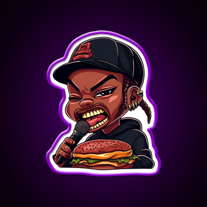 Burger Rapper Chibi Food With Flavor Led Neon Sign For Burger Place Rgb Color - Shineneon