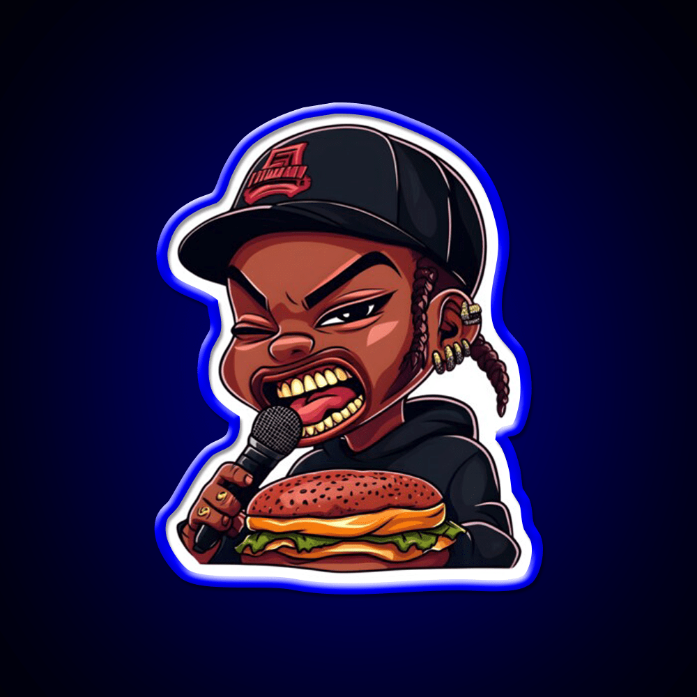 Burger Rapper Chibi Food With Flavor Led Neon Sign For Burger Place Rgb Color - Shineneon