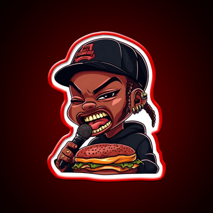 Burger Rapper Chibi Food With Flavor Led Neon Sign For Burger Place Rgb Color - Shineneon