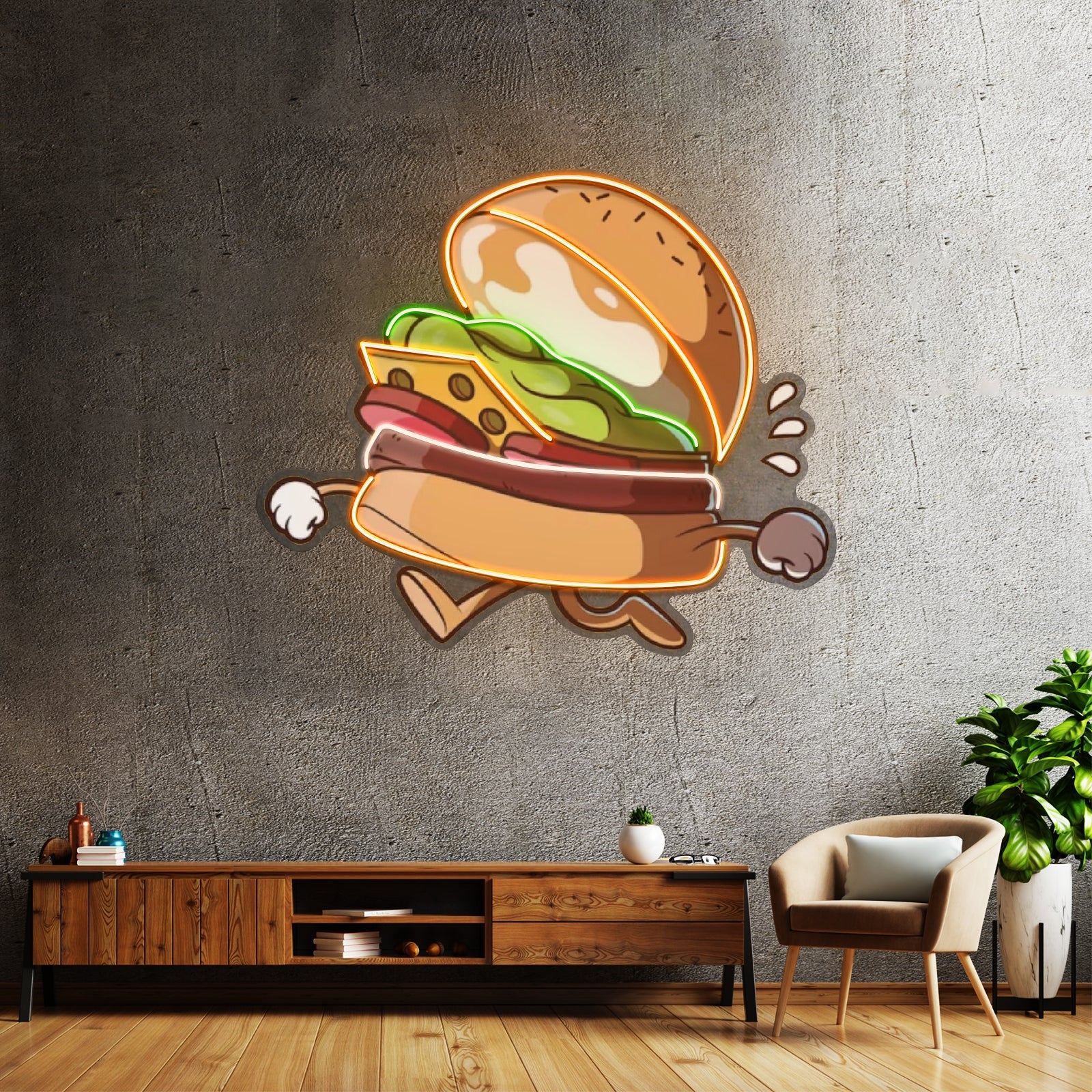 Burger Running Led Neon Sign Light Custom Led Signs - Shineneon