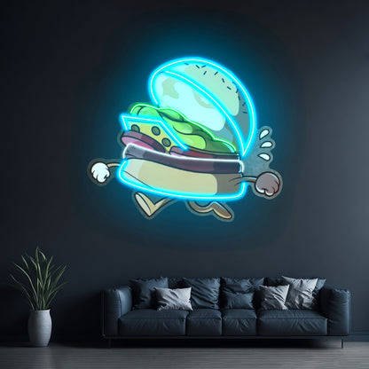 Burger Running Led Neon Sign Light Custom Led Signs