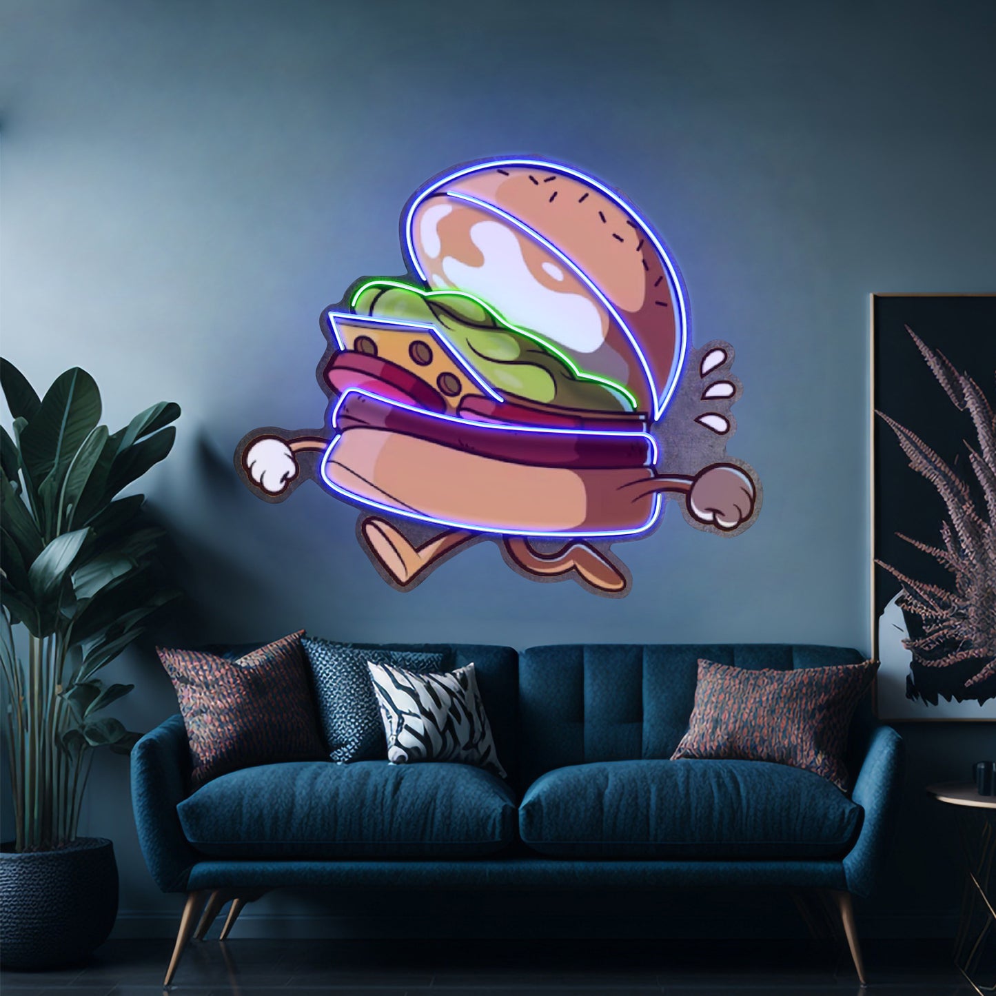 Burger Running Led Neon Sign Light Custom Led Signs