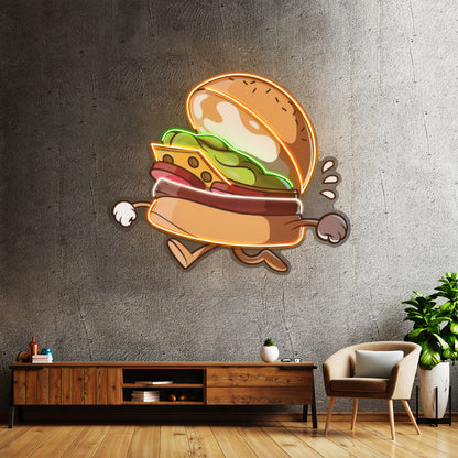 Burger Running Led Neon Sign Light Custom Led Signs