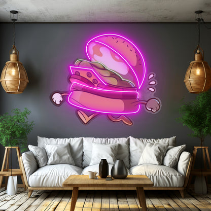 Burger Running Led Neon Sign Light Custom Led Signs