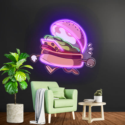 Burger Running Led Neon Sign Light Custom Led Signs