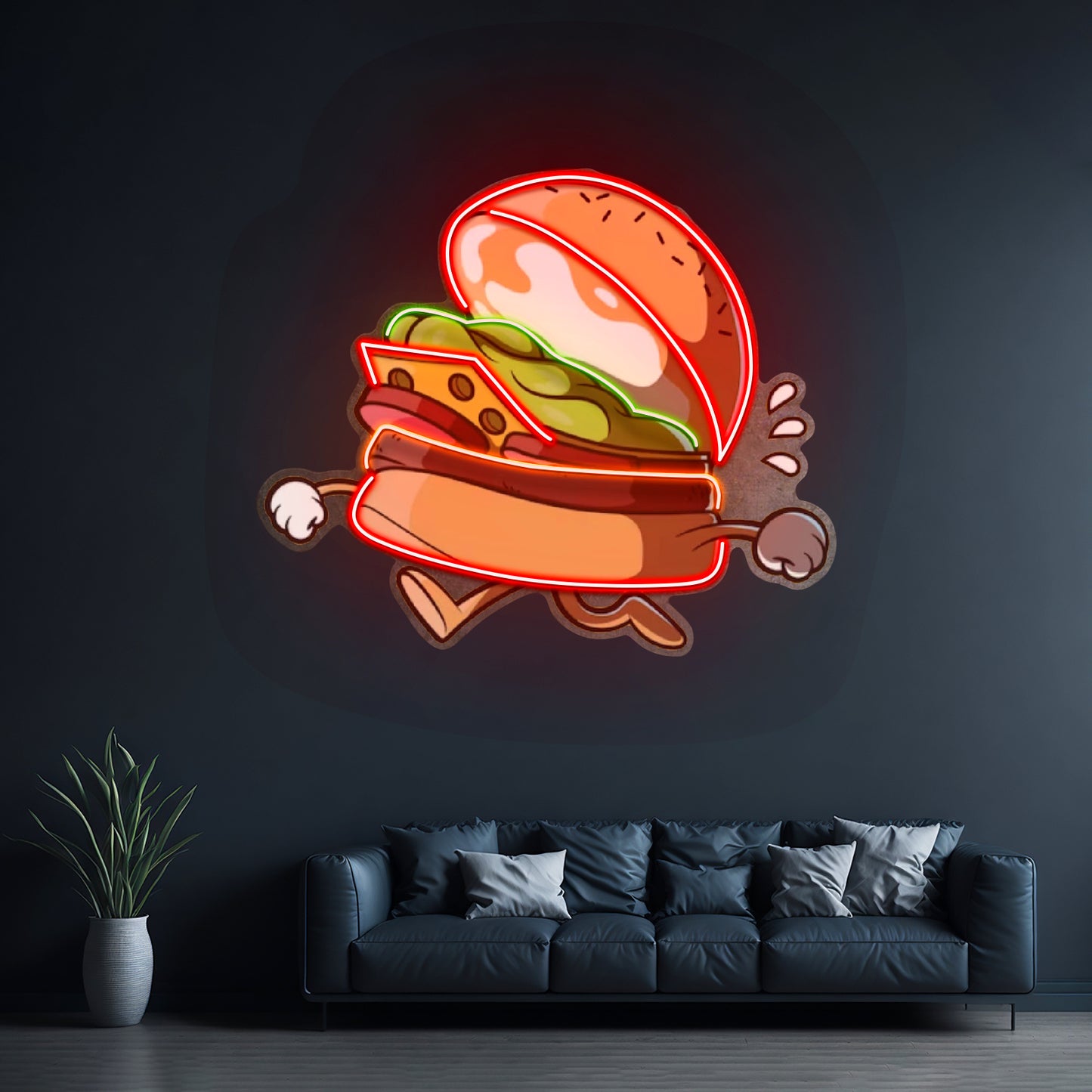 Burger Running Led Neon Sign Light Custom Led Signs