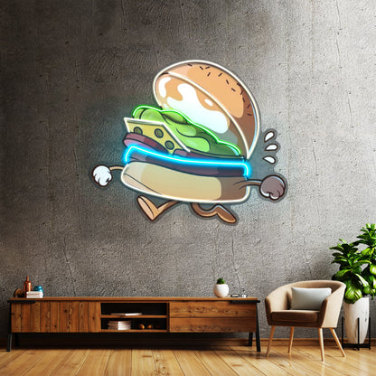 Burger Running Led Neon Sign Light Custom Led Signs