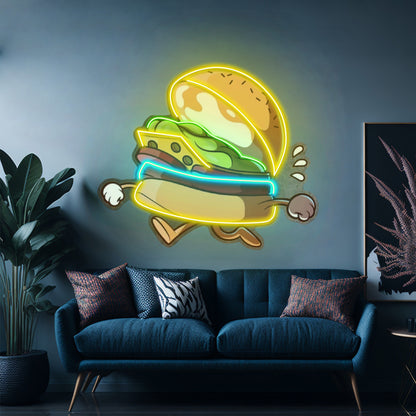 Burger Running Led Neon Sign Light Custom Led Signs