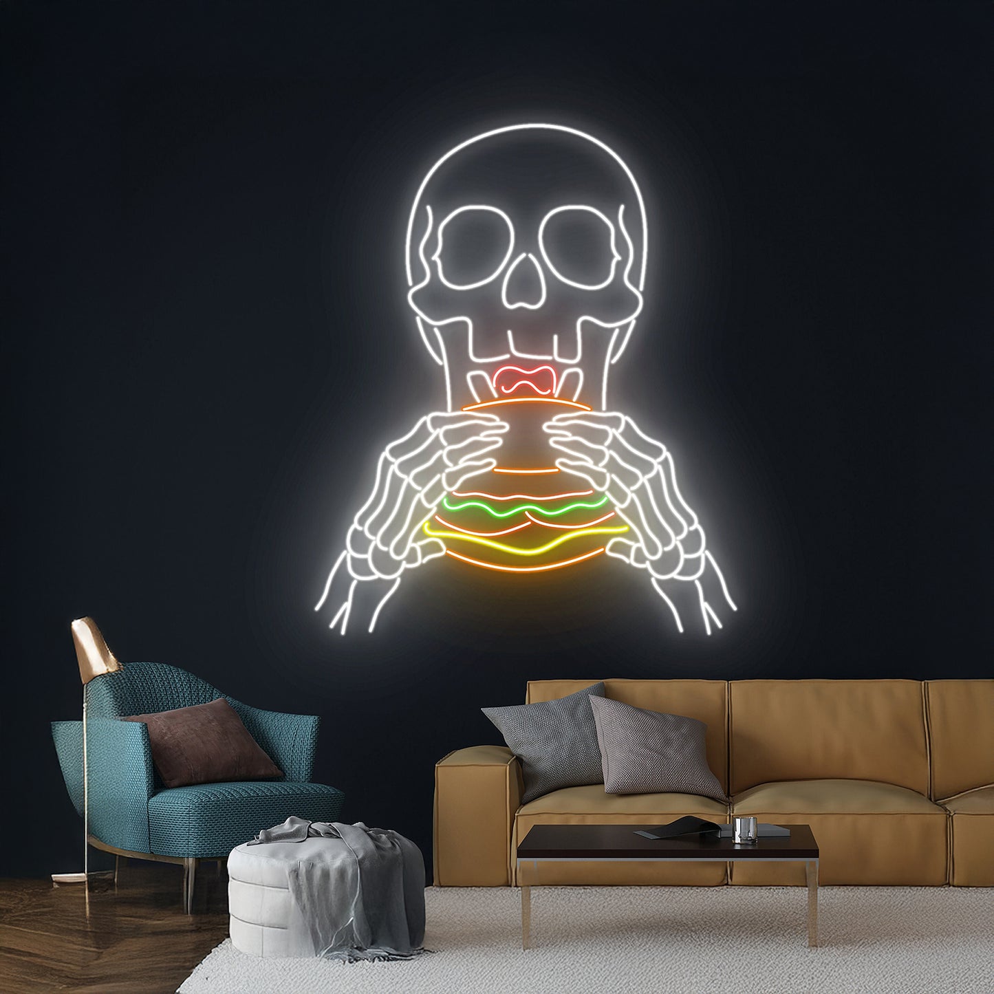 Burger Skeleton Neon Sign