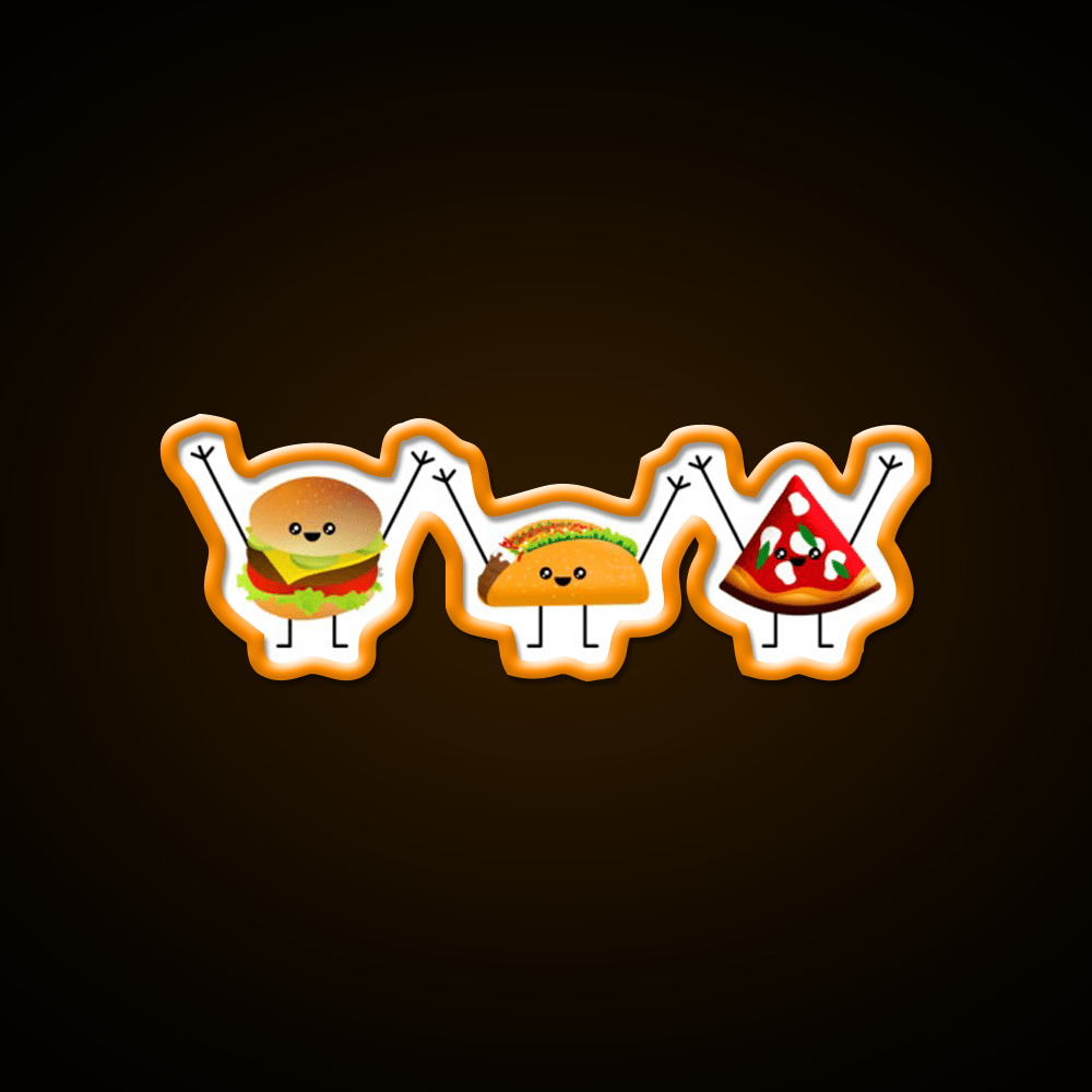 Burger Taco Pizza Best Friends Taco Led Neon Sign Mexican Food Sign Rgb Color - Shineneon