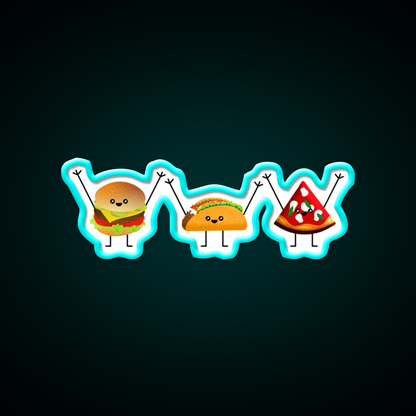 Burger Taco Pizza Best Friends Taco Led Neon Sign Mexican Food Sign Rgb Color - Shineneon