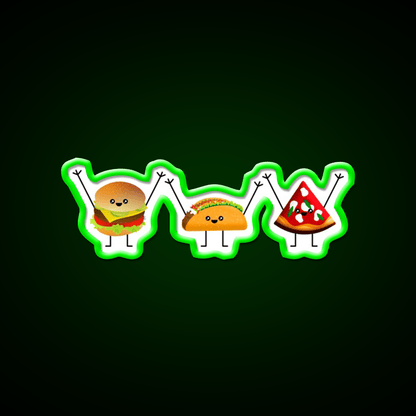 Burger Taco Pizza Best Friends Taco Led Neon Sign Mexican Food Sign Rgb Color - Shineneon