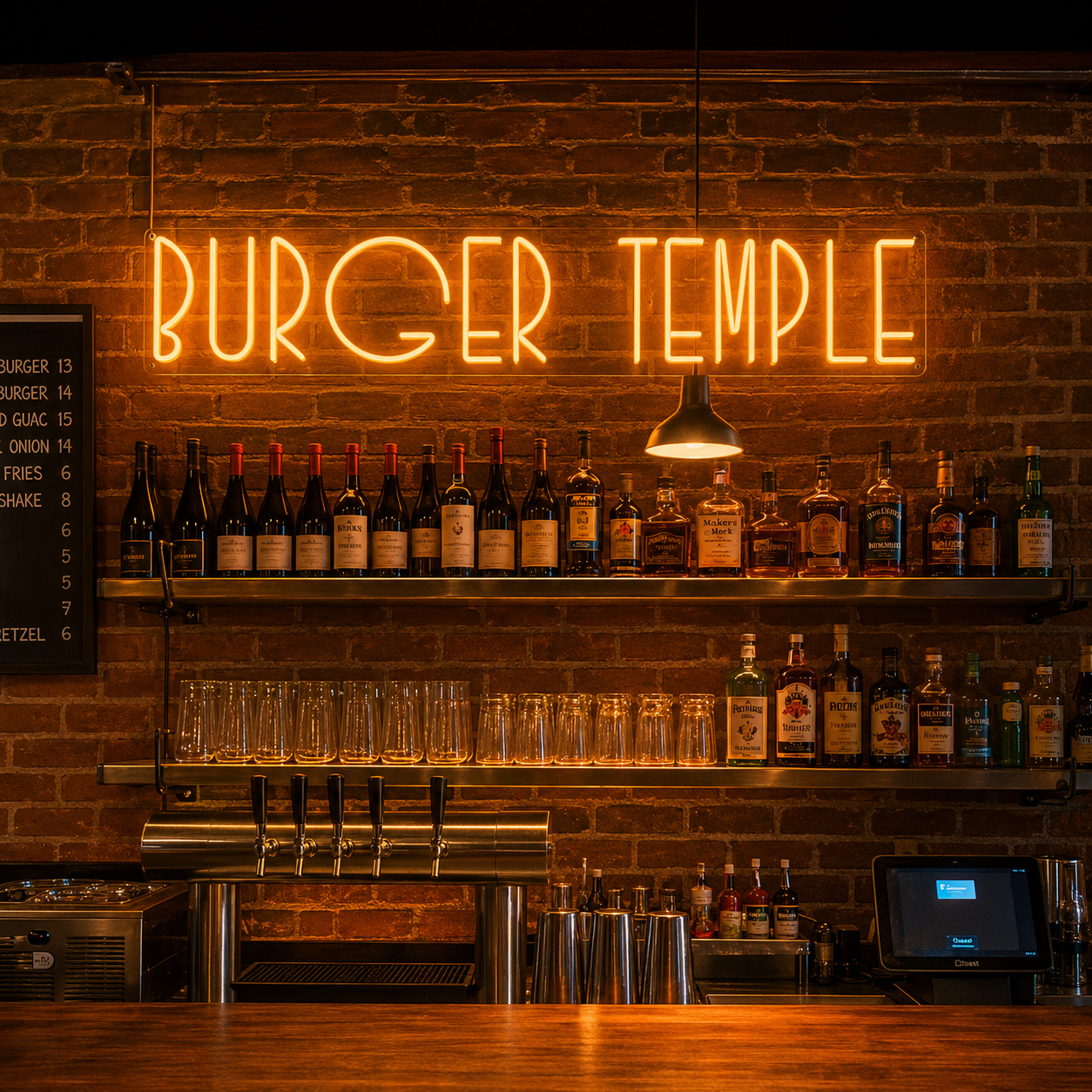 Burger Temple LED Neon Sign - 02 High-Converting Product Image