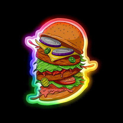 Burger Time Fast Food Led Neon Sign For Burger Place Rgb Color - LED neon sign close-up detail