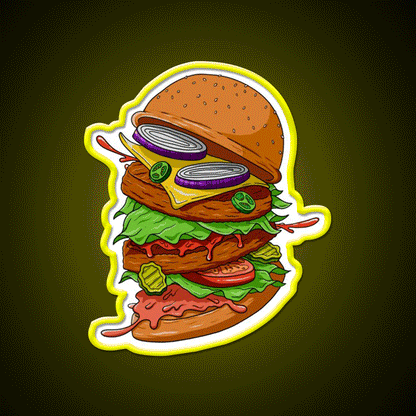 Burger Time Fast Food Led Neon Sign For Burger Place Rgb Color - Custom LED neon sign front view