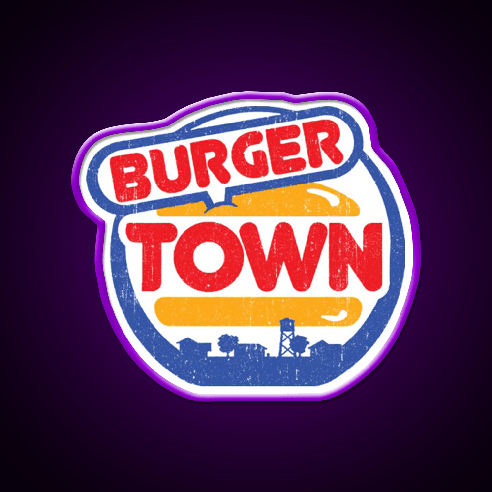 Burger Town Shirt Fast Food Led Neon Sign For Burger Place Rgb Color - Shineneon