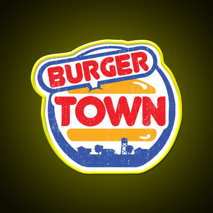 Burger Town Shirt Fast Food Led Neon Sign For Burger Place Rgb Color - Shineneon