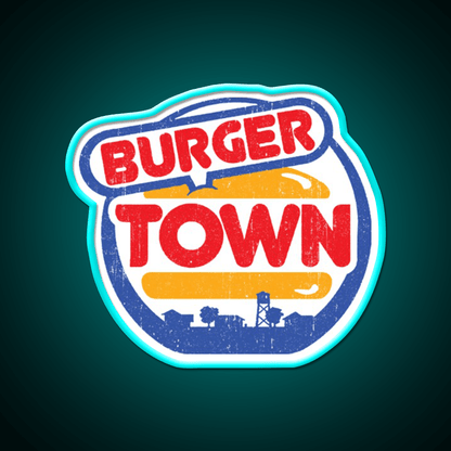 Burger Town Shirt Fast Food Led Neon Sign For Burger Place Rgb Color - Shineneon
