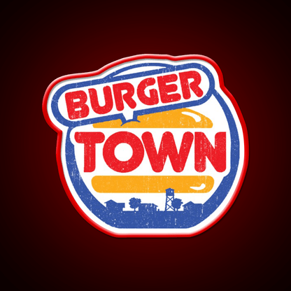 Burger Town Shirt Fast Food Led Neon Sign For Burger Place Rgb Color - Shineneon