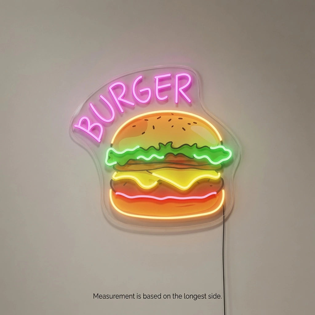 Burger Wall Art LED Neon Sign - 04 Size Image