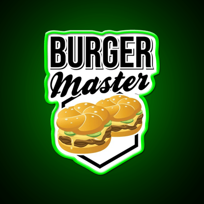 Burgermaster Chef Bbq Fast Food Led Neon Sign For Burger Place Rgb Color - Shineneon