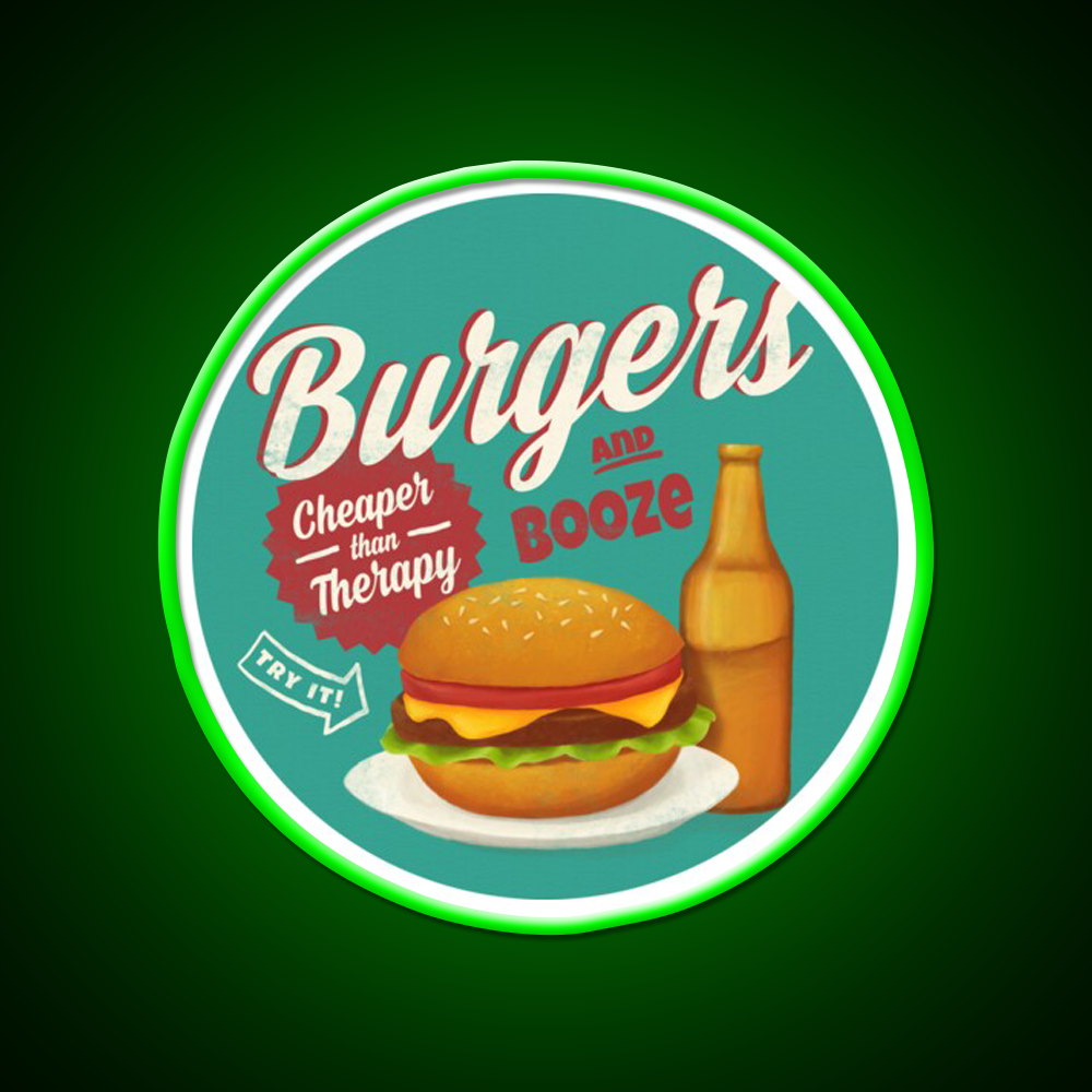 Burgers And Booze Beer Bar Decor Led Neon Sign Rgb Color - LED neon sign view 8