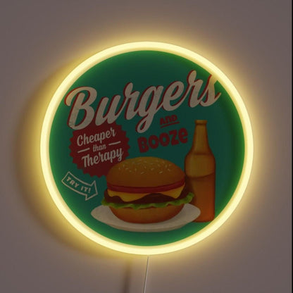 Burgers And Booze Rgb Led Neon Sign - Shineneon