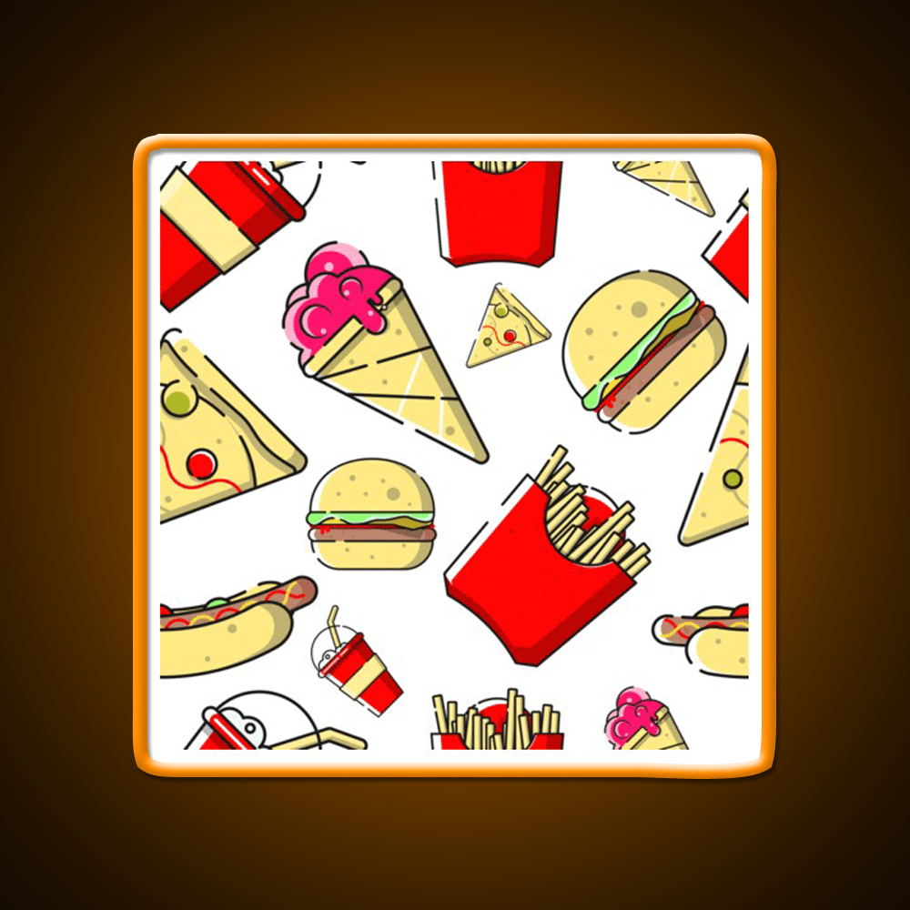 Burgers And Fries Fast Food Led Neon Sign For Burger Place Wall Art Rgb Color - Shineneon
