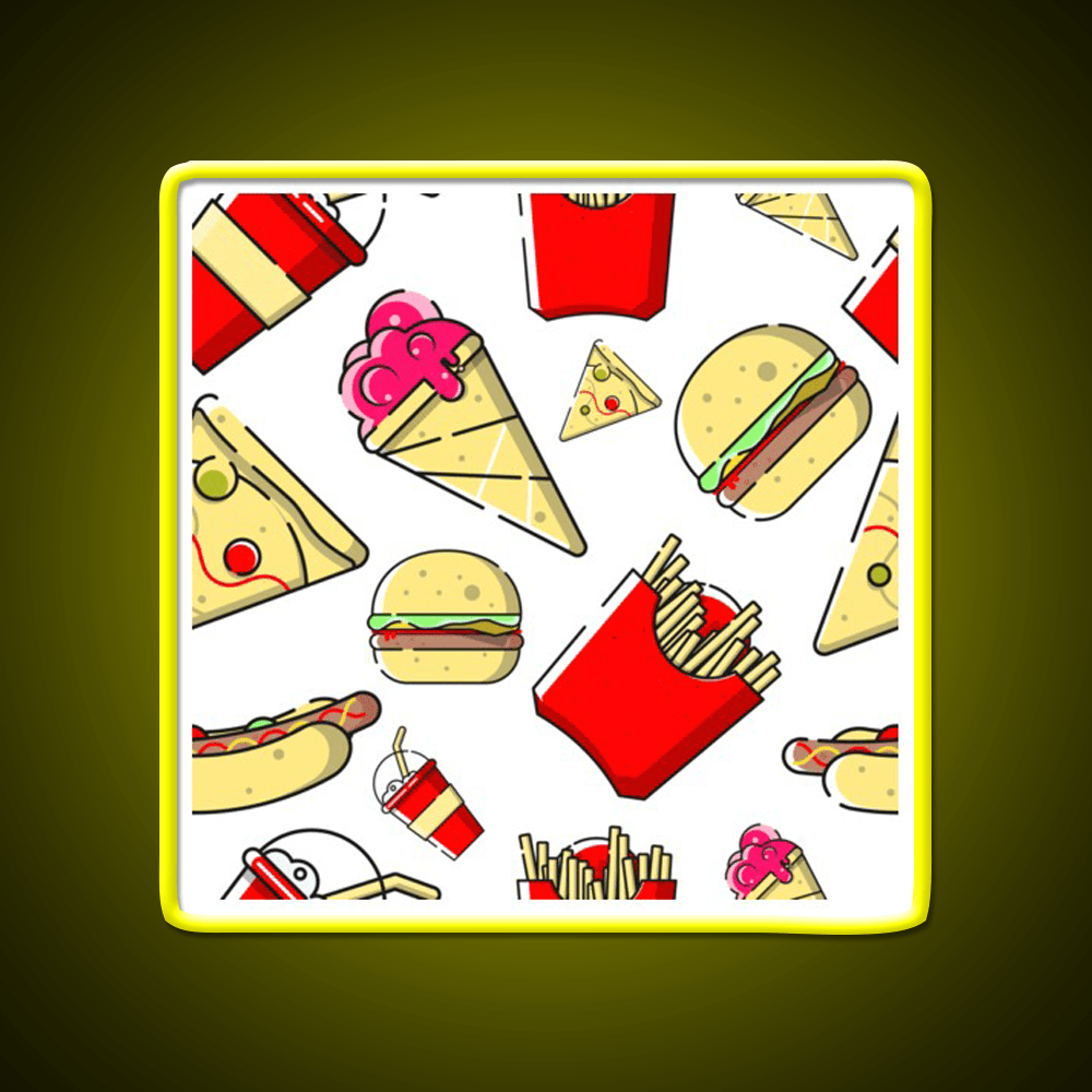 Burgers And Fries Fast Food Led Neon Sign For Burger Place Wall Art Rgb Color - Shineneon