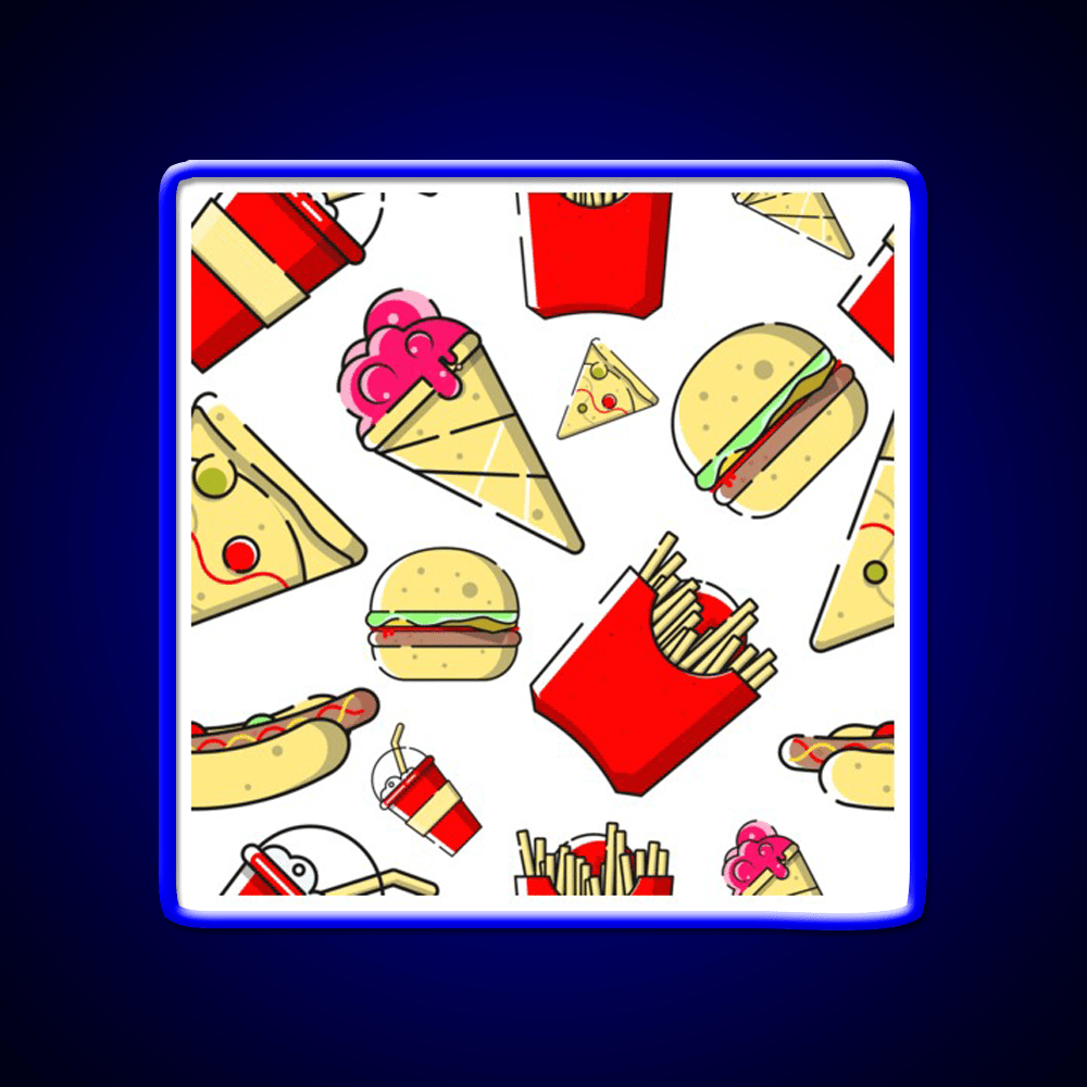 Burgers And Fries Fast Food Led Neon Sign For Burger Place Wall Art Rgb Color - Shineneon