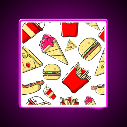Burgers And Fries Fast Food Led Neon Sign For Burger Place Wall Art Rgb Color - Shineneon