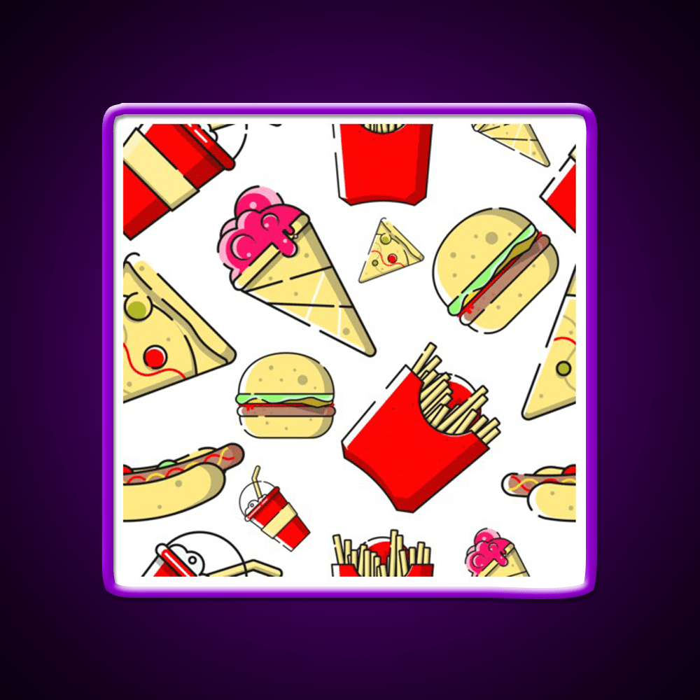 Burgers And Fries Fast Food Led Neon Sign For Burger Place Wall Art Rgb Color - Shineneon