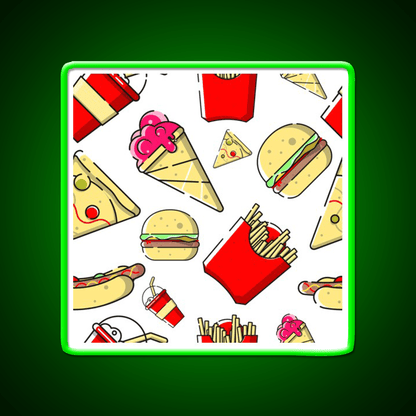 Burgers And Fries Fast Food Led Neon Sign For Burger Place Wall Art Rgb Color - Shineneon