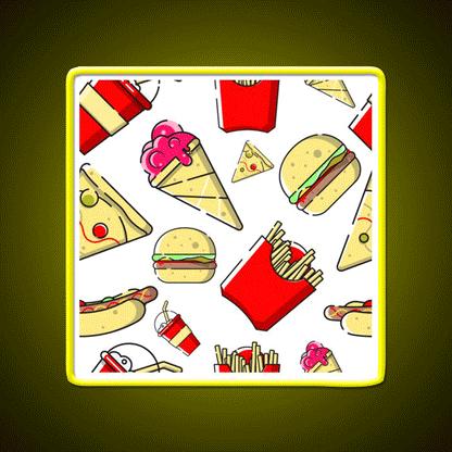 Burgers And Fries Fast Food Led Neon Sign For Burger Place Wall Art Rgb Color - Custom LED neon sign front view