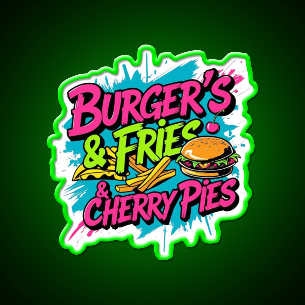 Burgers Fries Cherry Pies Fast Food Led Neon Sign For Burger Place 1 Rgb Color - Shineneon