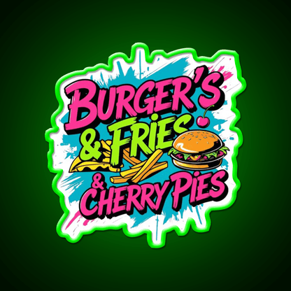 Burgers Fries Cherry Pies Fast Food Led Neon Sign For Burger Place 1 Rgb Color - Shineneon